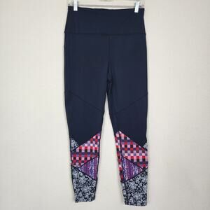 Free People Large Stretchy Black Patchwork Leggings